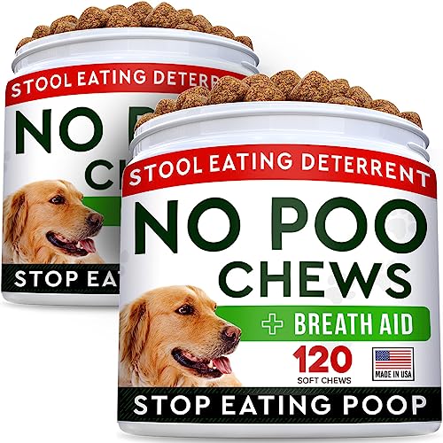 No Poo Treats - No Poop Eating for Dogs - Coprophagia Stool Eating Deterrent & Prevention  Stop Eating Poop for Dogs - Probiotics & Digestive Enzymes - Digestive Health & Immune Support - 240 Ct