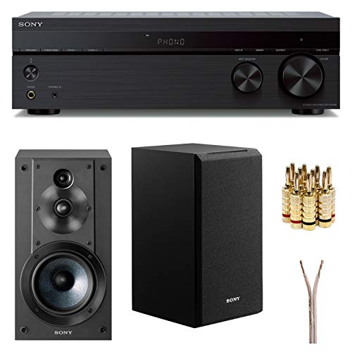 Sony STRDH190 2-ch Stereo Receiver with Phono Inputs & Bluetooth SSCS5 3-Way 3-Driver Bookshelf Speaker System (Black)