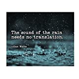 Alan Watts Quotes-"The Sound of Rain Needs No Translation" Inspirational Wall Art-8 x 10" Spiritual Raindrops Photo Print-Ready to Frame. Modern Home-Office-Studio-Meditation Decor! Great Zen Gift!