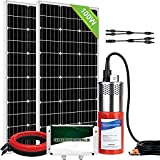 ECO-WORTHY Solar Deep Well Water Pump Kit 12V DC Submersible Water Pump with 2pcs 100W Mono Solar Panel 10AH Battery Controller for Well Pond Home Farm Stainless Steel- DELIVERY IN 3 PACKAGES