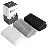 Soft, Medium & Hard (3pc) Exfoliating Washcloth Variety Pack (11.8" X 35.4") Body Wash Nylon Scrub Cloth Back Scrubber Sponge Towel Weave for Bath Shower Beauty Skin Washcloth for Women & Men