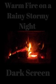 Warm Fire on a Rainy Stormy Night Dark Screen