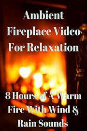 Ambient fireplace video for relaxation 8 hours of a warm fire with wind and rain sounds