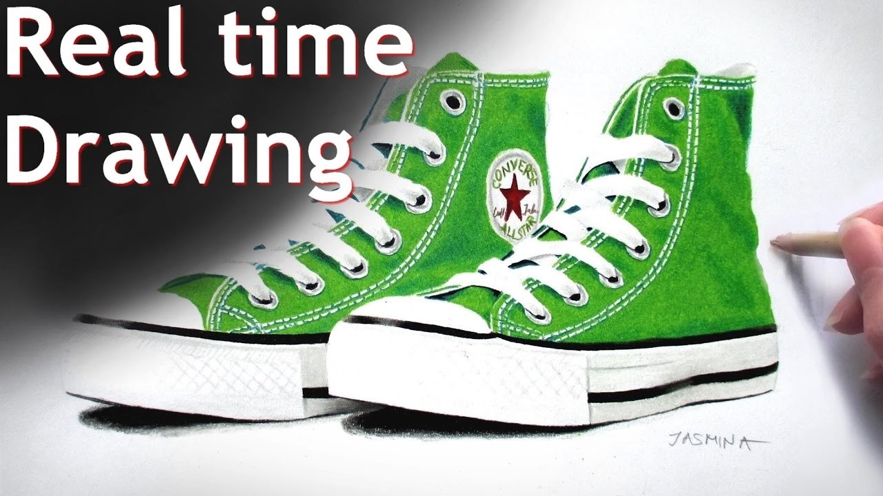 Green Sneakers Real Time Drawing