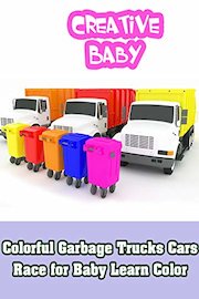 Colorful Garbage Trucks Cars Race for Baby Learn Color