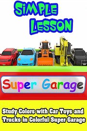 Study Colors with Car Toys and Trucks in Colorful Super Garage
