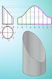 Desarrollo de una virola cilíndrica cortada por un plano oblicuo - Parte 1