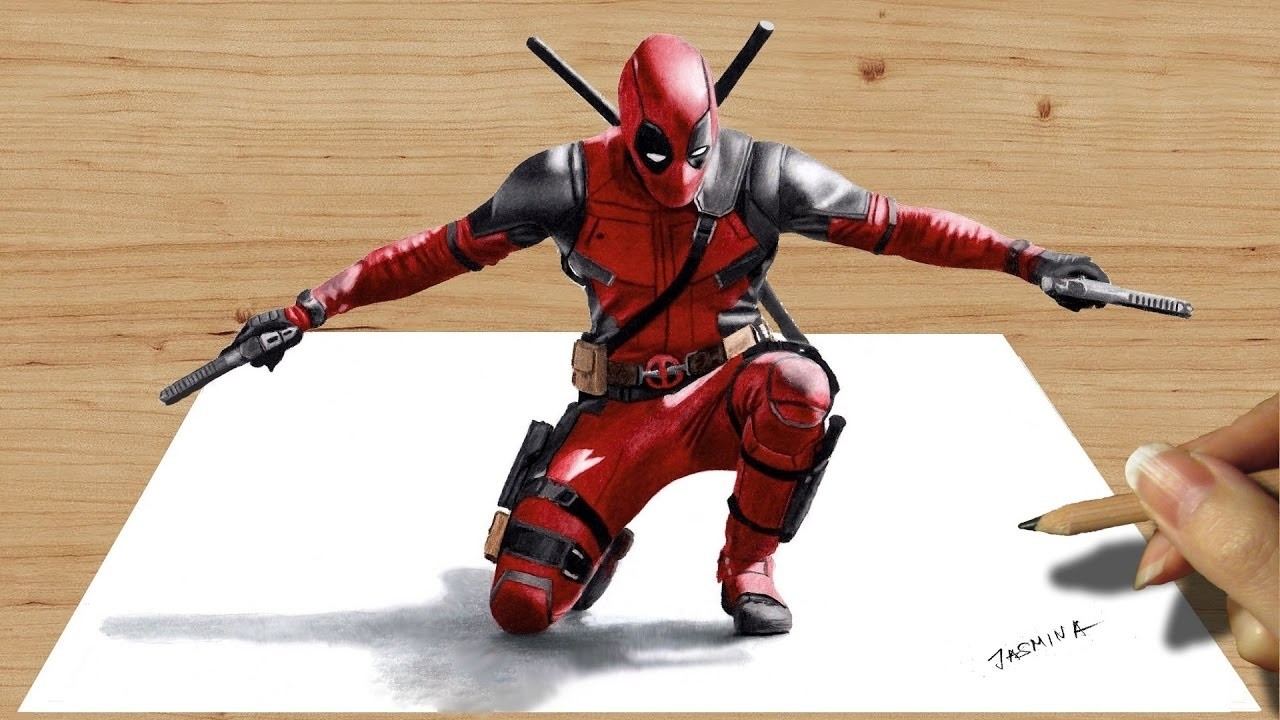 3D Drawing of Deadpool