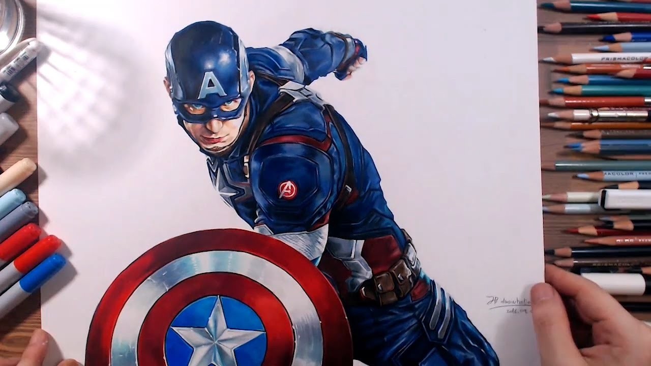 Time Lapse Drawing of Captain America