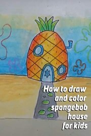 How to draw and color spongebob house for kids