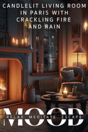 Candlelit Living Room in Paris With Crackling Fire and Rain