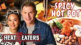 Bobby Flay Eats FIERY Hot Pot + Spicy Street Food & Chinese Noodle Tutorial!