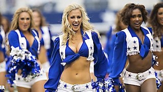 The Dallas Cowboys Cheerleaders putting on a show 