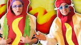 Spicy Gummy Peppers, Eat It or Wear It, and Human Hot Dog Challenge!